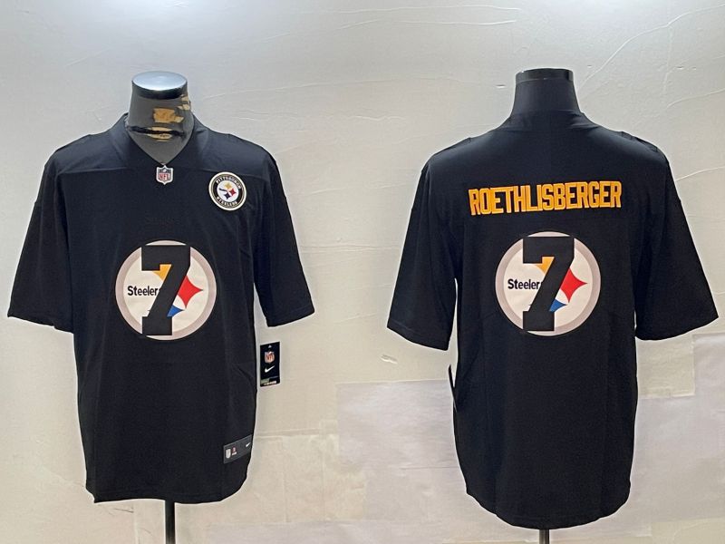 Men Pittsburgh Steelers #7 Roethlisberger Black Fashion 2024 Nike Limited NFL Jersey style 4